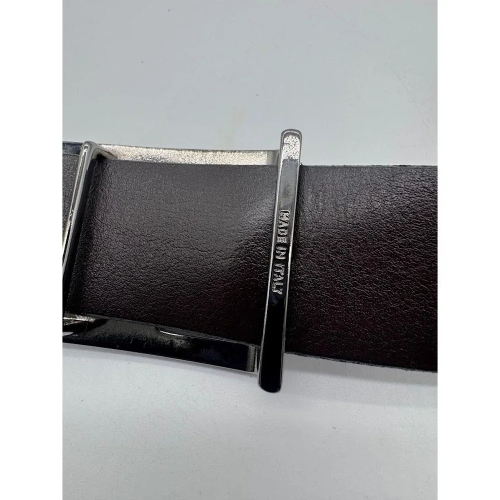 Versace Medusa Head Buckle Brown Leather Belt Mens Size 38 Gunmetal Hardware